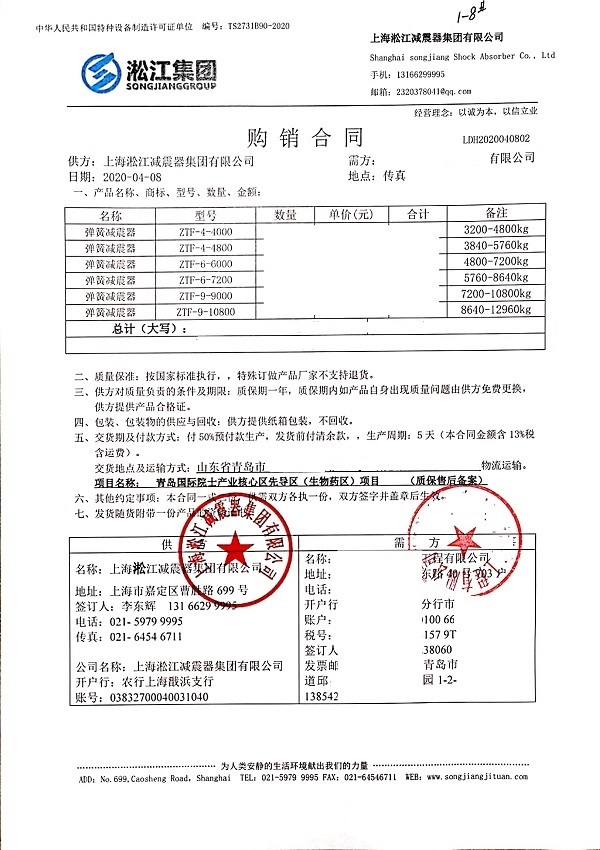 【青岛国际院士生物药区项目】弹簧减震器案例